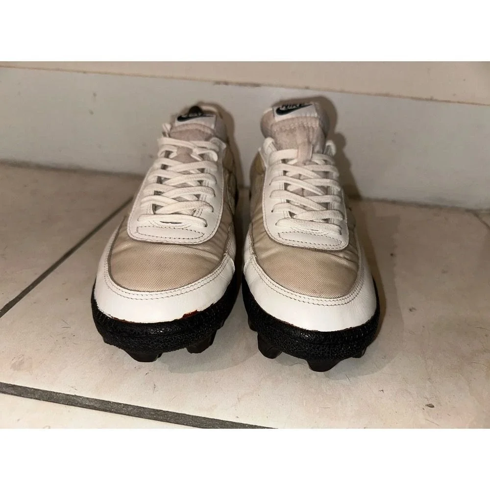 VTG Nike Land Shark Shoes‎ Cleats Mens 9 Baseball White 860305 PA Nylon Cream